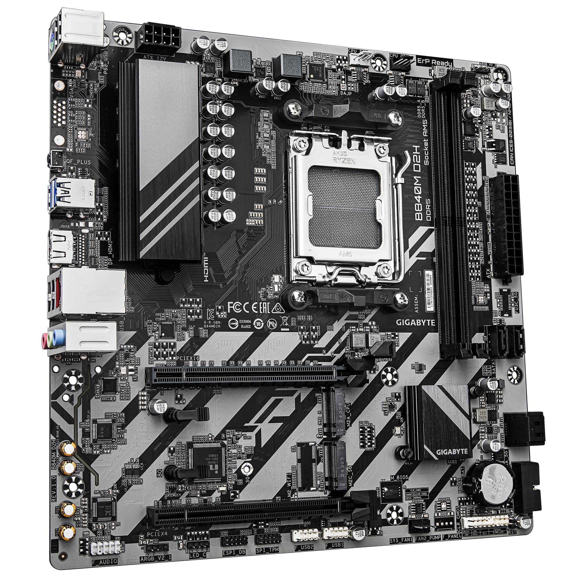 Gigabyte B840M D2H - Motherboard - micro ATX - Socket AM5 - AMD B840 Chipsatz - USB 3.2 Gen 1 - 2.5 Gigabit LAN - Onboard-Grafik (CPU erforderlich)