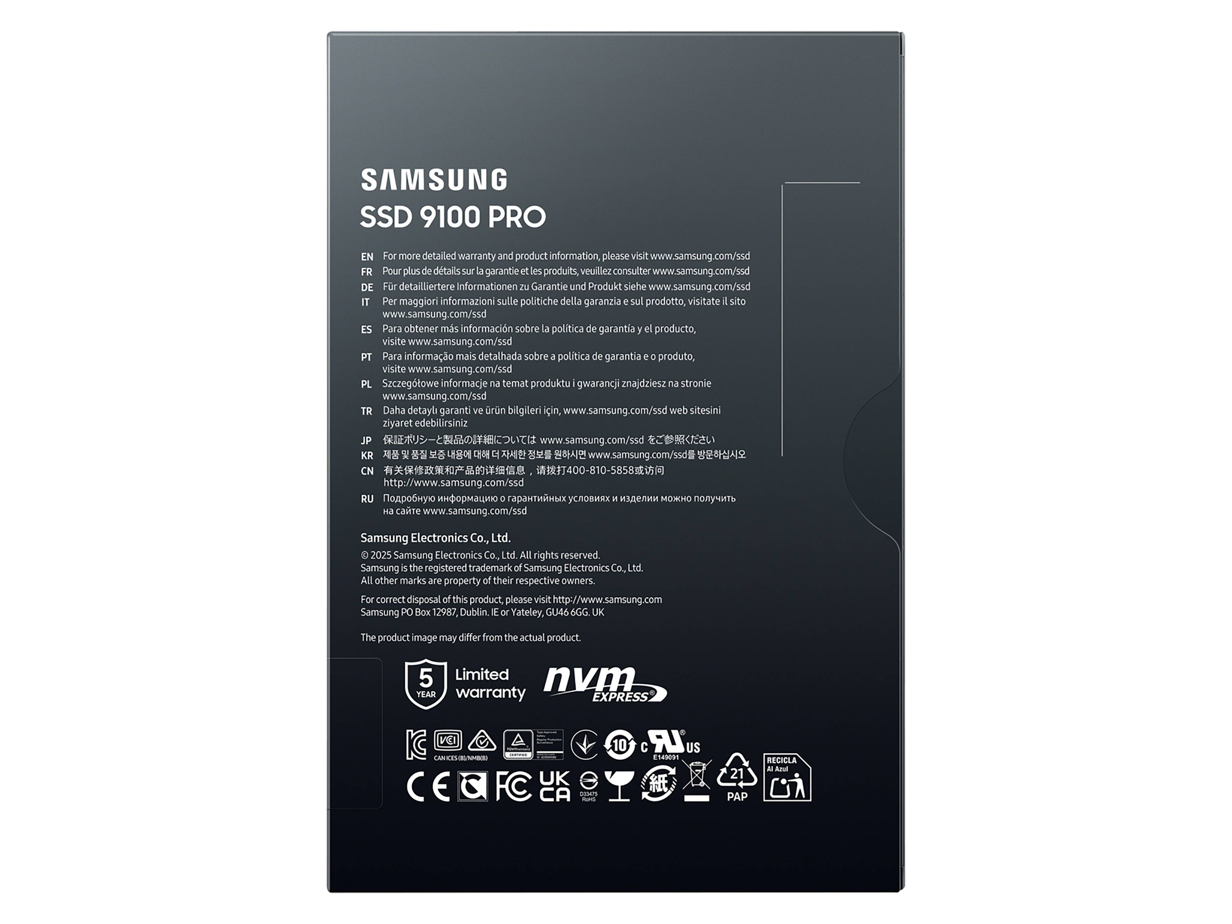 Samsung 9100 PRO MZ-VAP1T0 - SSD - verschlüsselt - 1 TB - intern - M.2 2280 - PCI Express 5.0 x4 (NVMe)