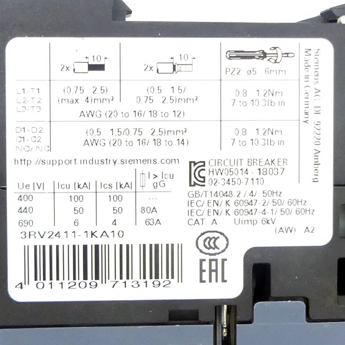 Siemens Leistungsschalter (3RV2411-1KA10)