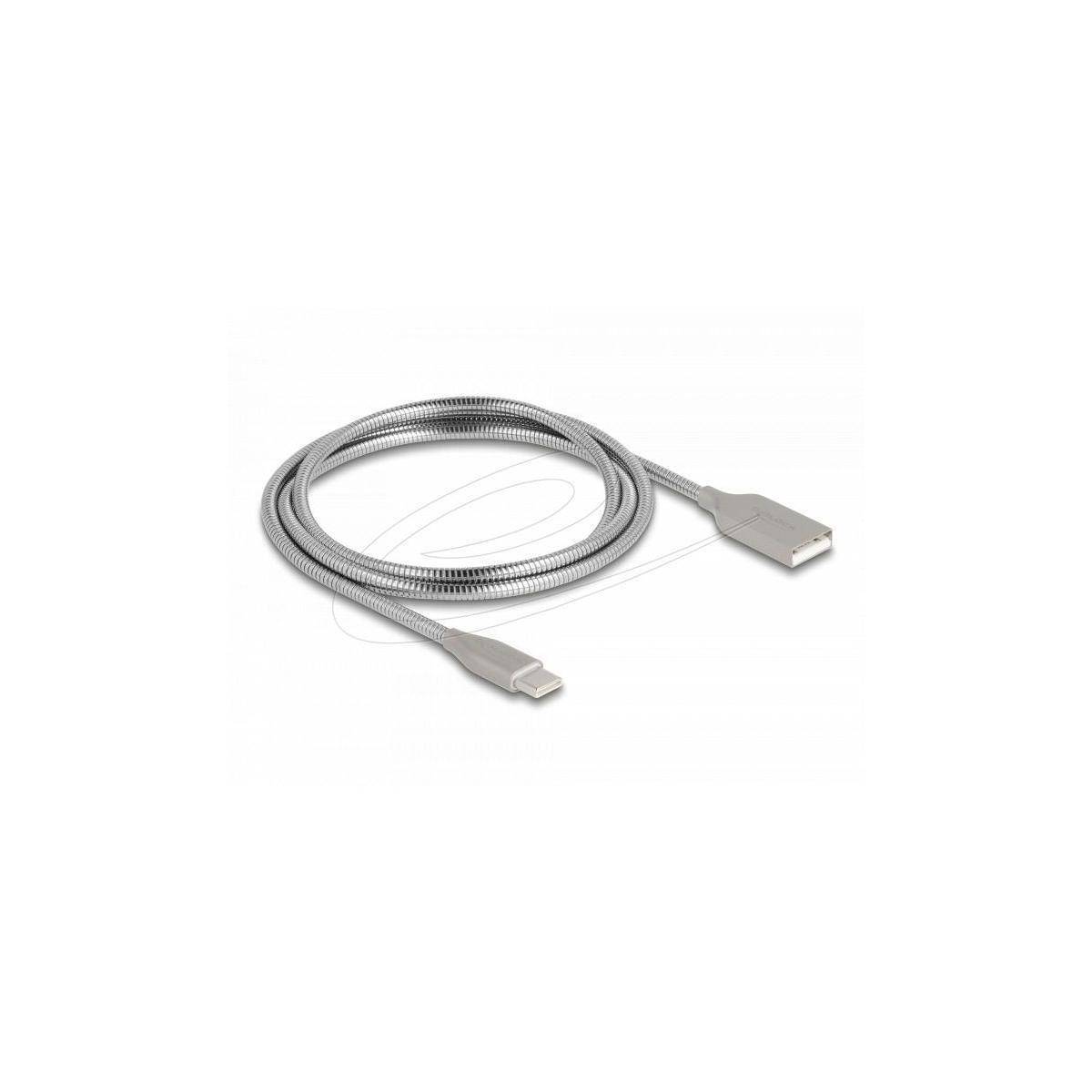 Delock USB Kabel mit Metallmantel USB Typ-A Stecker zu USB Type-C Stecker PD 3.0