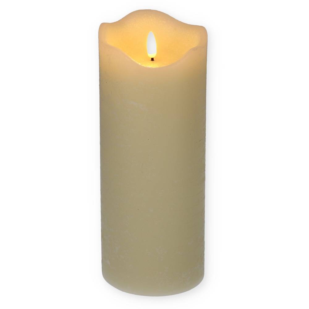 LED Echtwachskerze mit Timer Echtwachs Kerze Creme Weiß Batterie Flackereffekt beweglicher Flamme flammenlose Kerze batteriebetrieben 10 x 20 cm