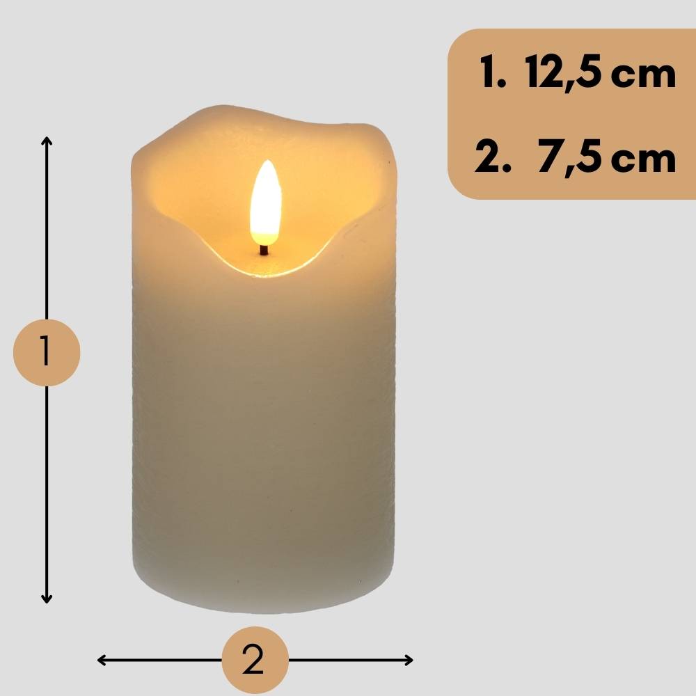 2x Echtwachs Led Kerzen Led Kerzen mit Timerfunktion Led Kerzen flackernde Flamme Led Echtwachskerzen Led Stumpenkerzen mit Timer 7,5 x 12,5 cm