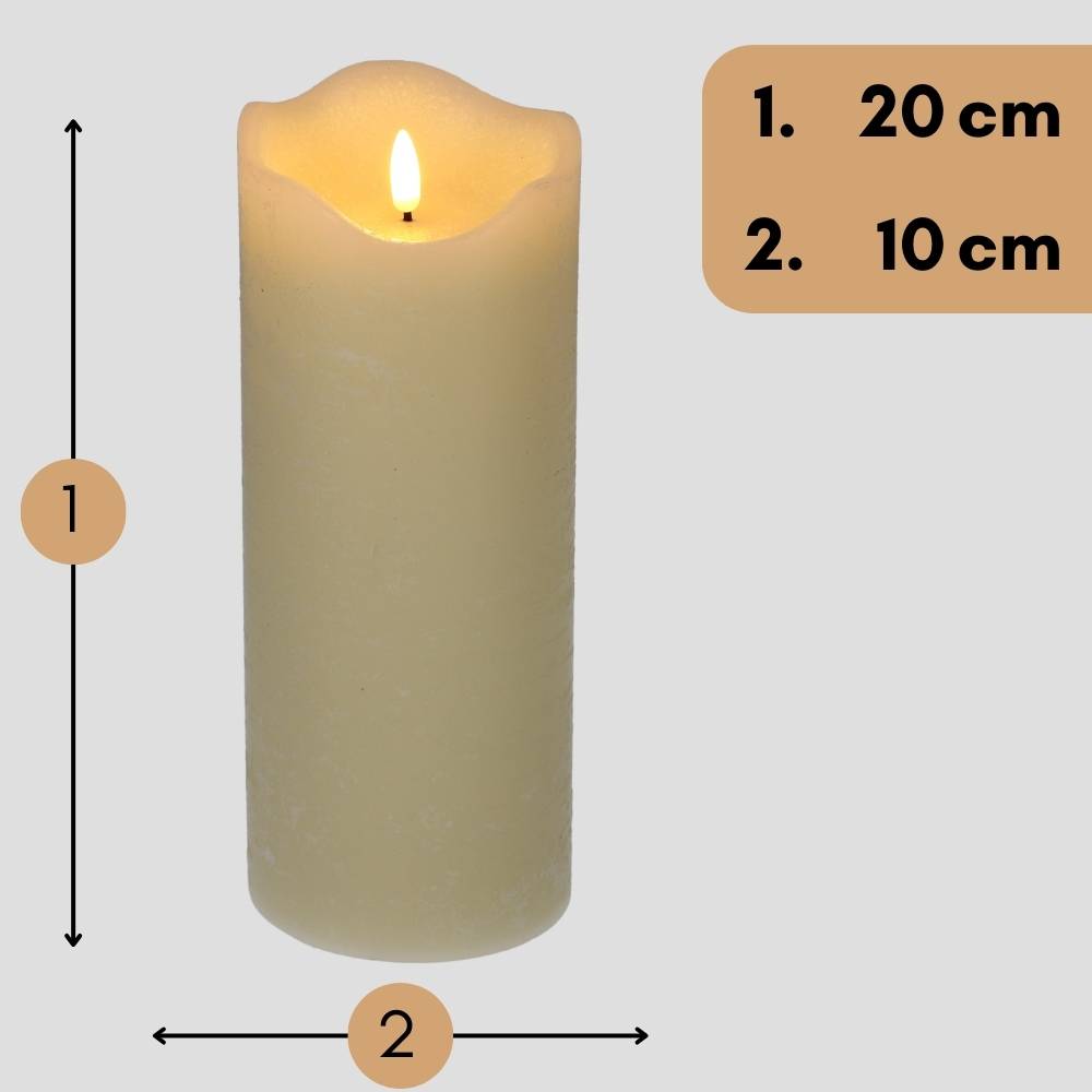 4er Set Echtwachskerzen mit beweglicher Flamme und Timer Led Echtwachskerzen flackernde Flamme flammenlose Kerze Creme Weiß 10 x 20 cm