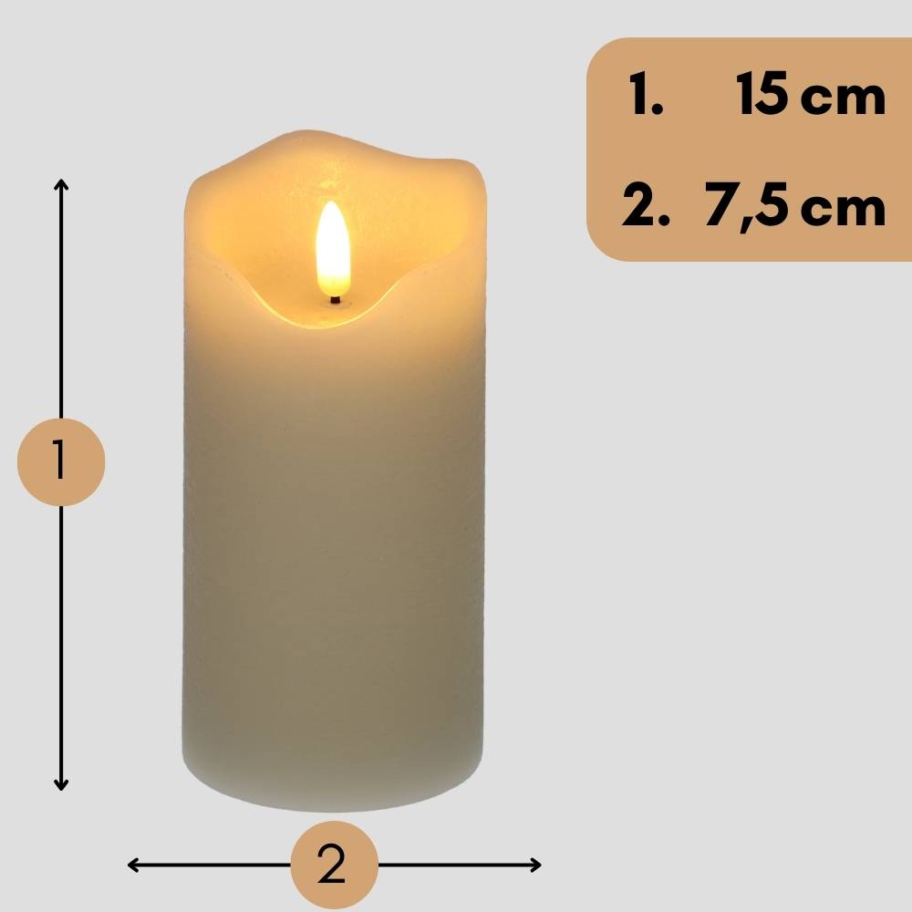 4er Set Led Echtwachskerzen Elektrische Kerzen flackernd Kerzen batteriebetrieben Kerzen elektrisch Led Wachskerzen mit Timer 7,5 x 15 cm
