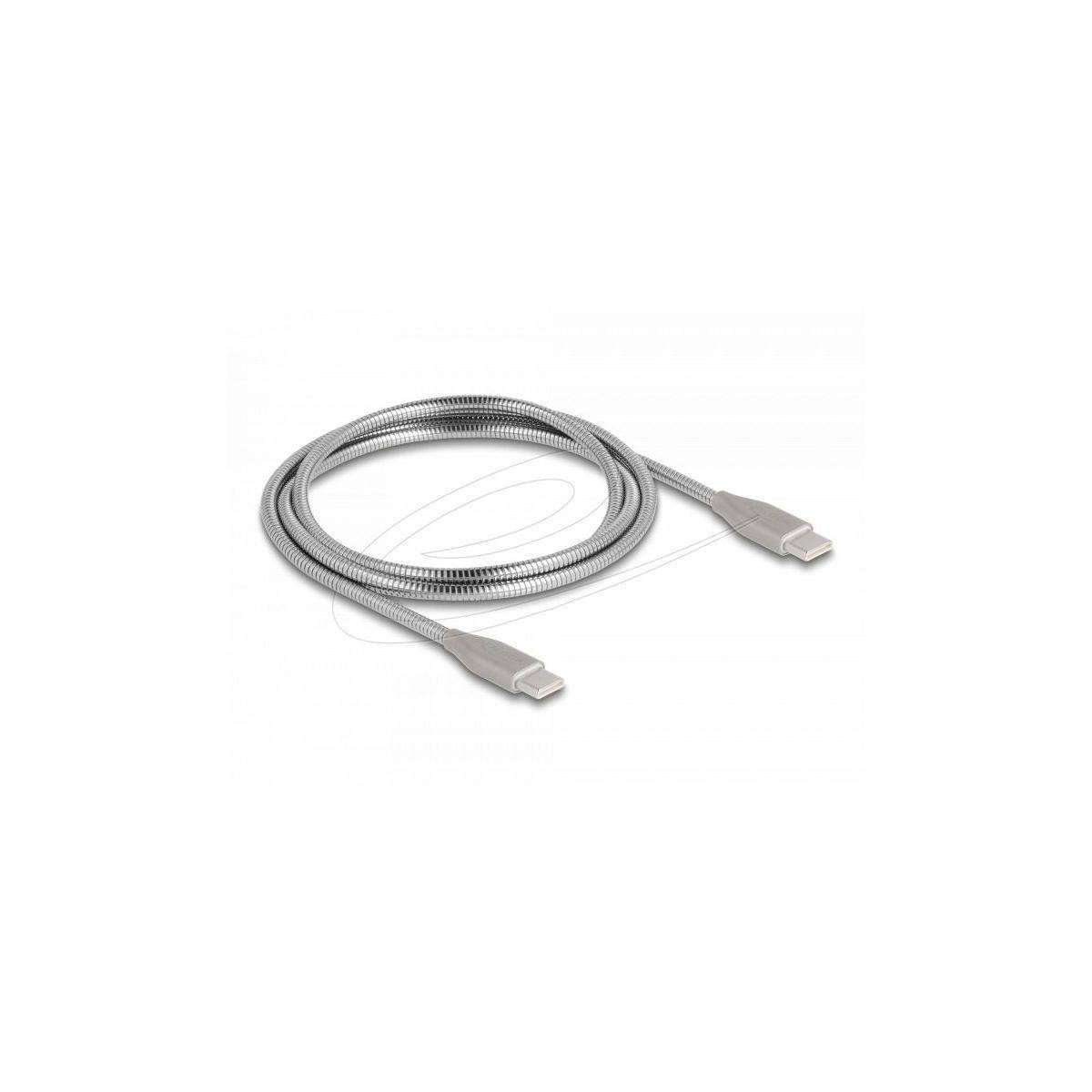 Delock USB-C Kabel mit Metallmantel USB Type-C Stecker zu Stecker PD 3.0 60 W 1