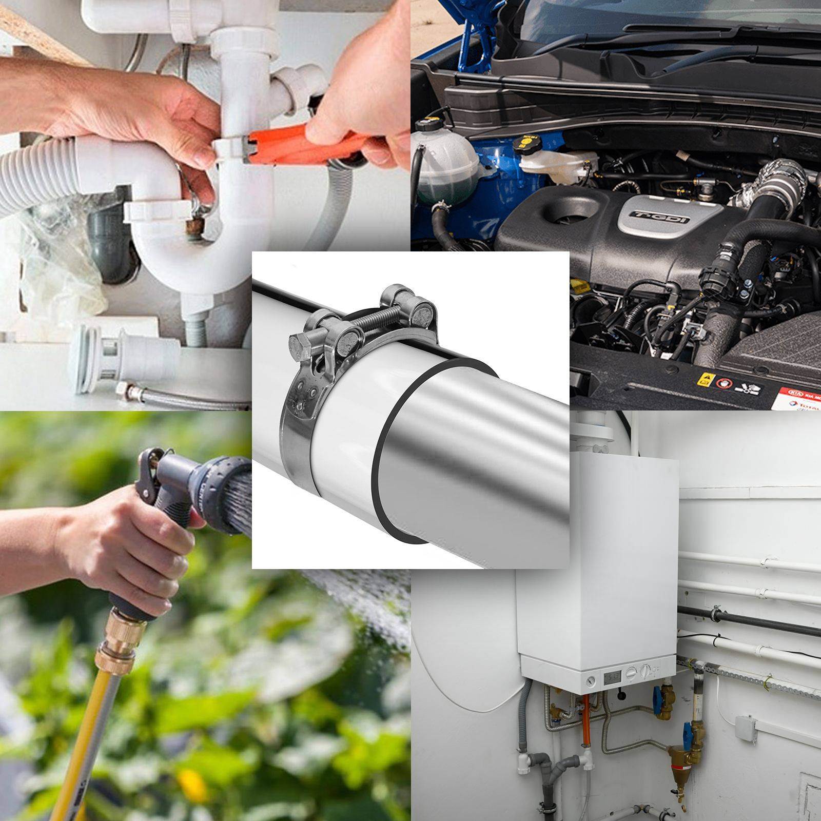 Edelstahl Gelenkbolzenschelle Schlauchschelle Bandschelle Rohrschelle Schelle 2A Edelstahl V2A 104-112mm