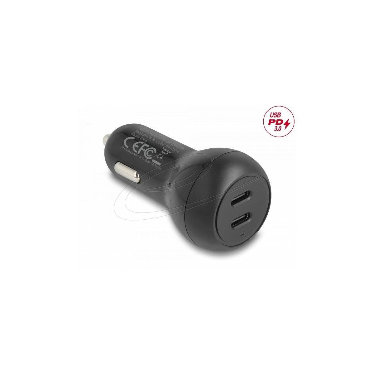64330 - Delock Kfz Ladeadapter 2 x USB Type-C PD 3.0 mit 40 W