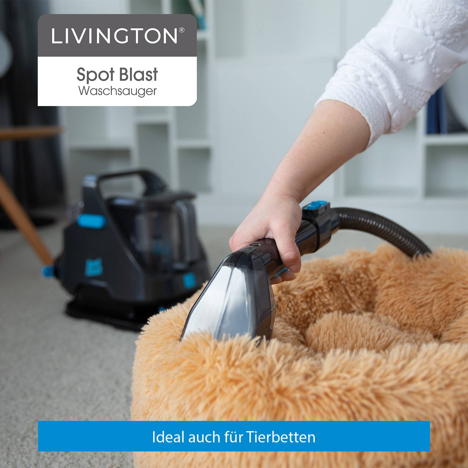 Livington SpotBlast - Waschsauger & Fleckenreiniger für Teppich, Sofa, Polster & Auto - leistungsstarker Polsterreiniger mit 3in1 Bürste - Teppichre