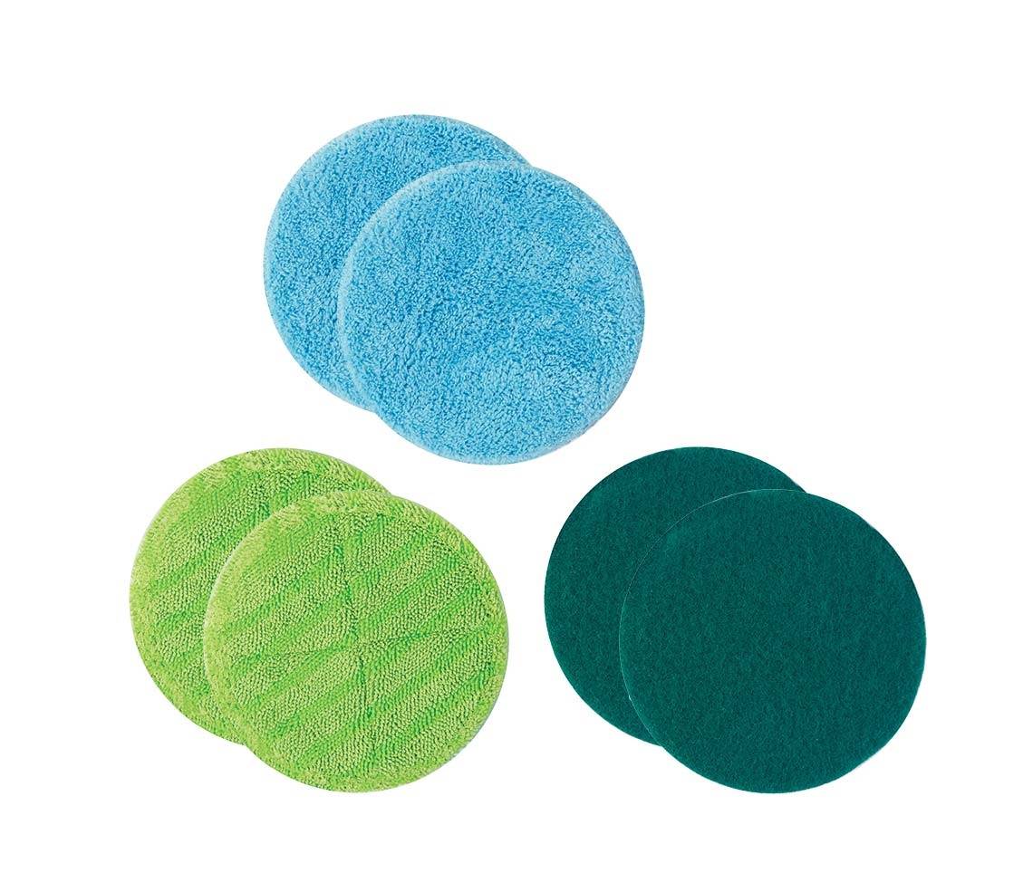 Hurricane Floating Mop Ersatz-Pads – Mikrofaser-Pads für den Akku Wischer Floating Mop - 2x Mikrofaser-Pad, 2x Scheuer-Pad, 2x Polier-Pad