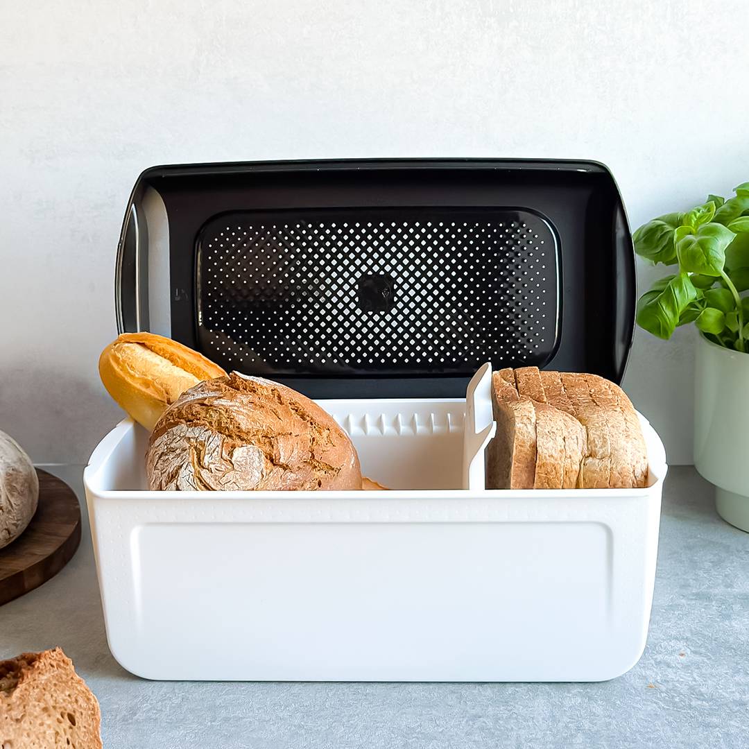 BreadSmart - Brotkasten mit Trenner - Brotbox & Frischhaltebox für Brot, Brötchen & Gebäck - BPA-frei - hält Backwaren länger frisch & reduziert