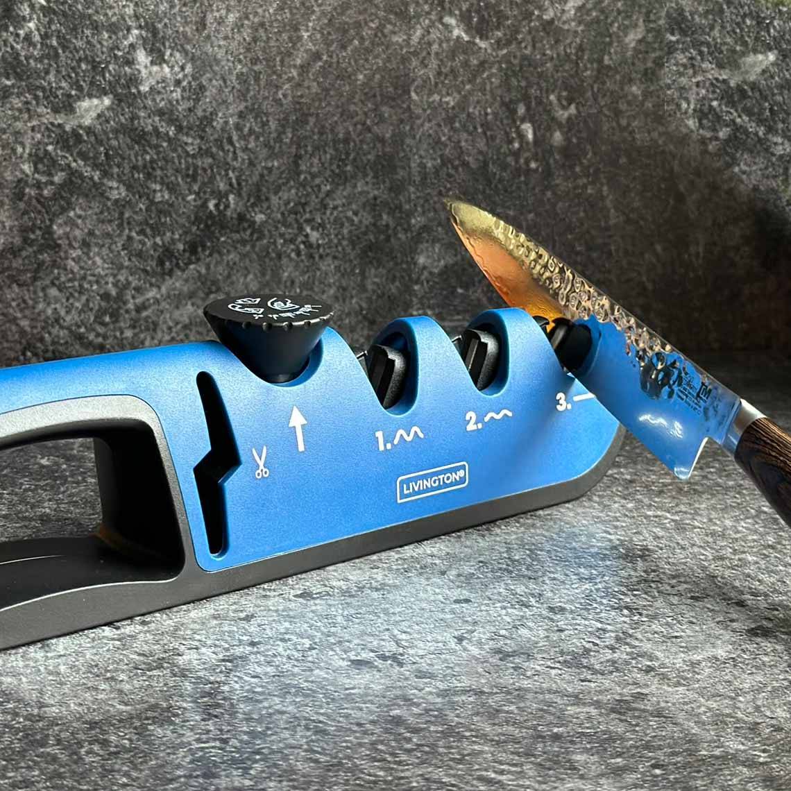 Livington Blade Star - Messerschärfer – Messer, Scheren, Gartengeräte schärfen - Individuell verstellbar - Grobschliff, Reparatur, Feinschliff &