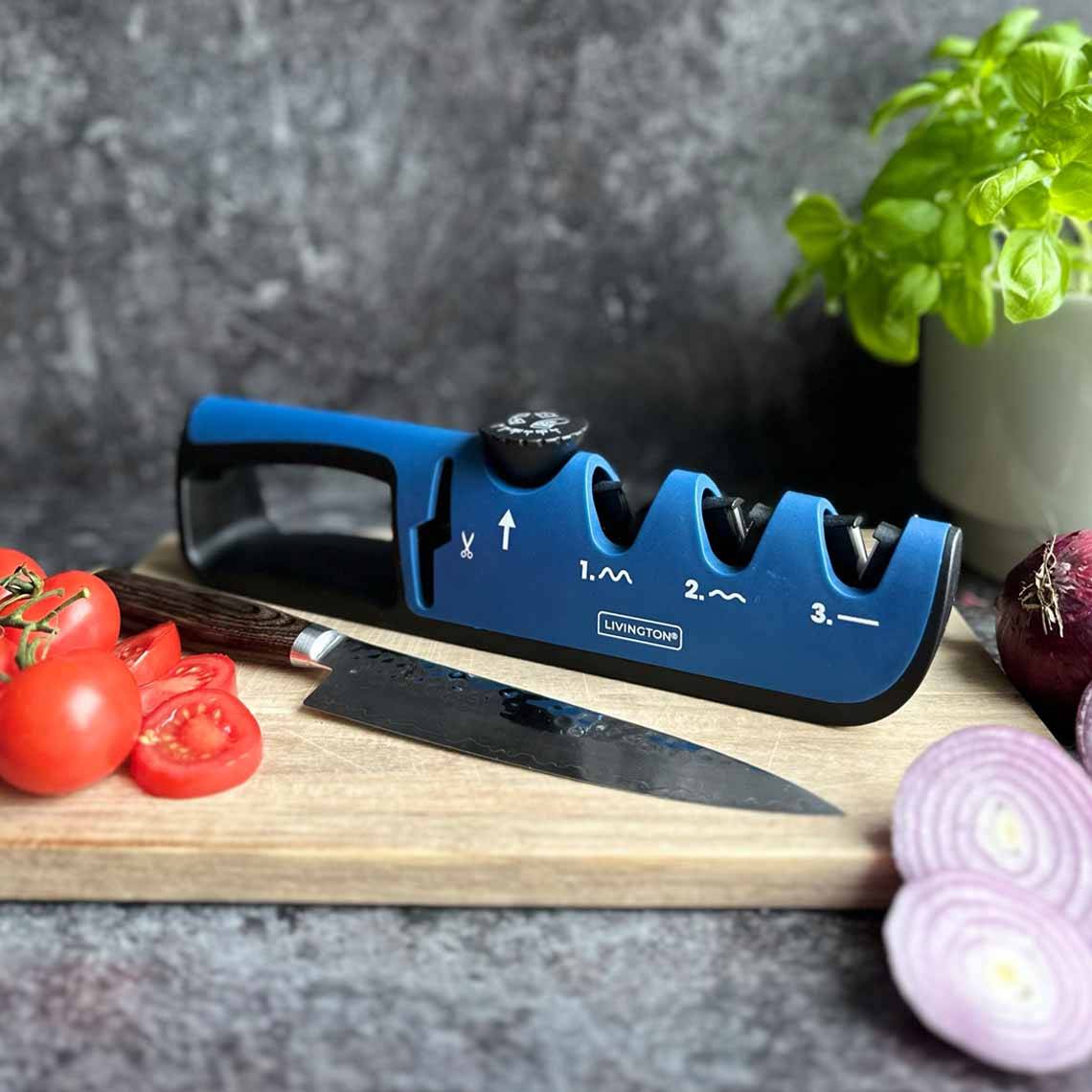 Livington Blade Star - Messerschärfer – Messer, Scheren, Gartengeräte schärfen - Individuell verstellbar - Grobschliff, Reparatur, Feinschliff &