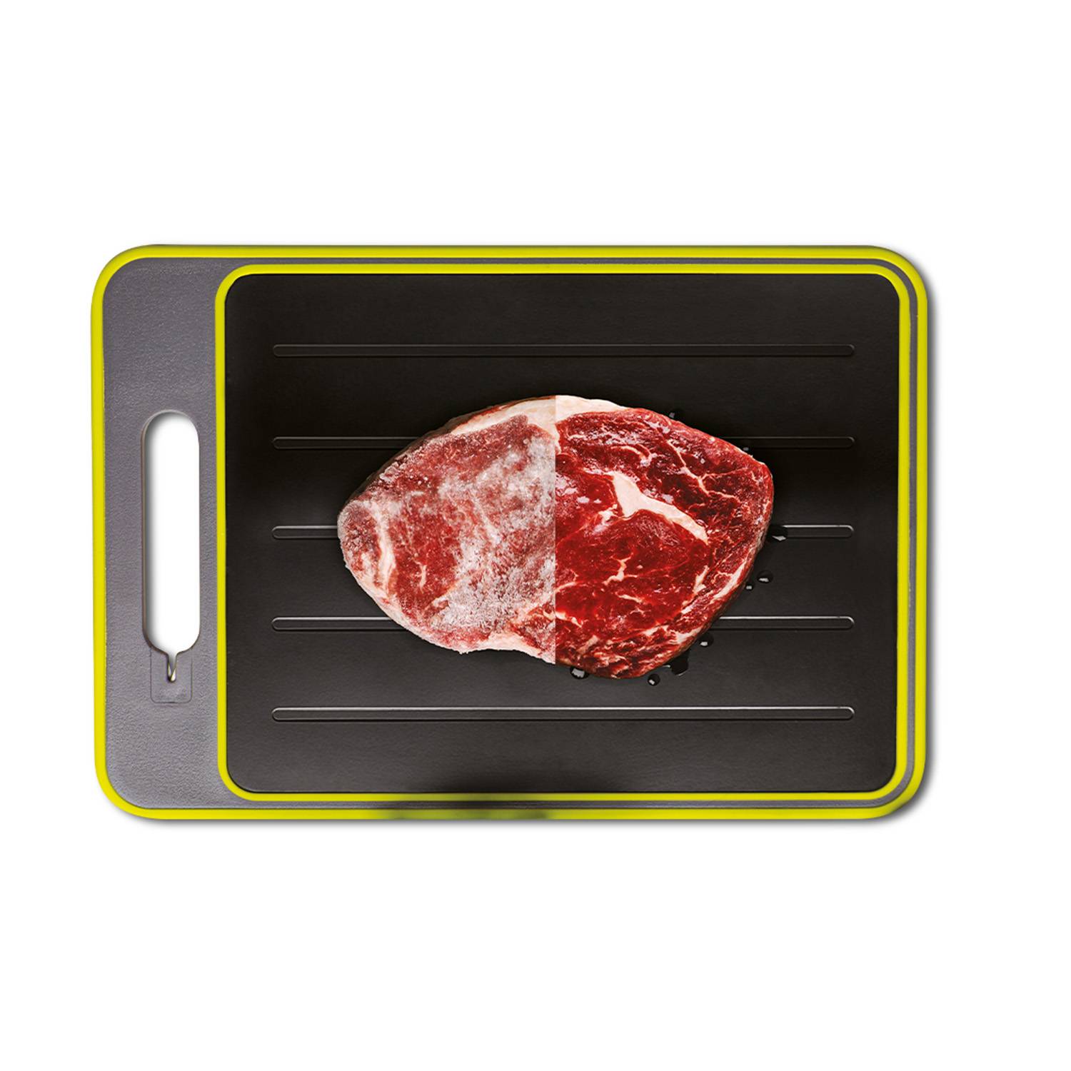 Livington Frost Away Schneidebrett mit Auftaufunktion, Messerschärfer und Gewürzreibe - Auftauplatte – Auftaubrett – beschleunigtes Auftauen v