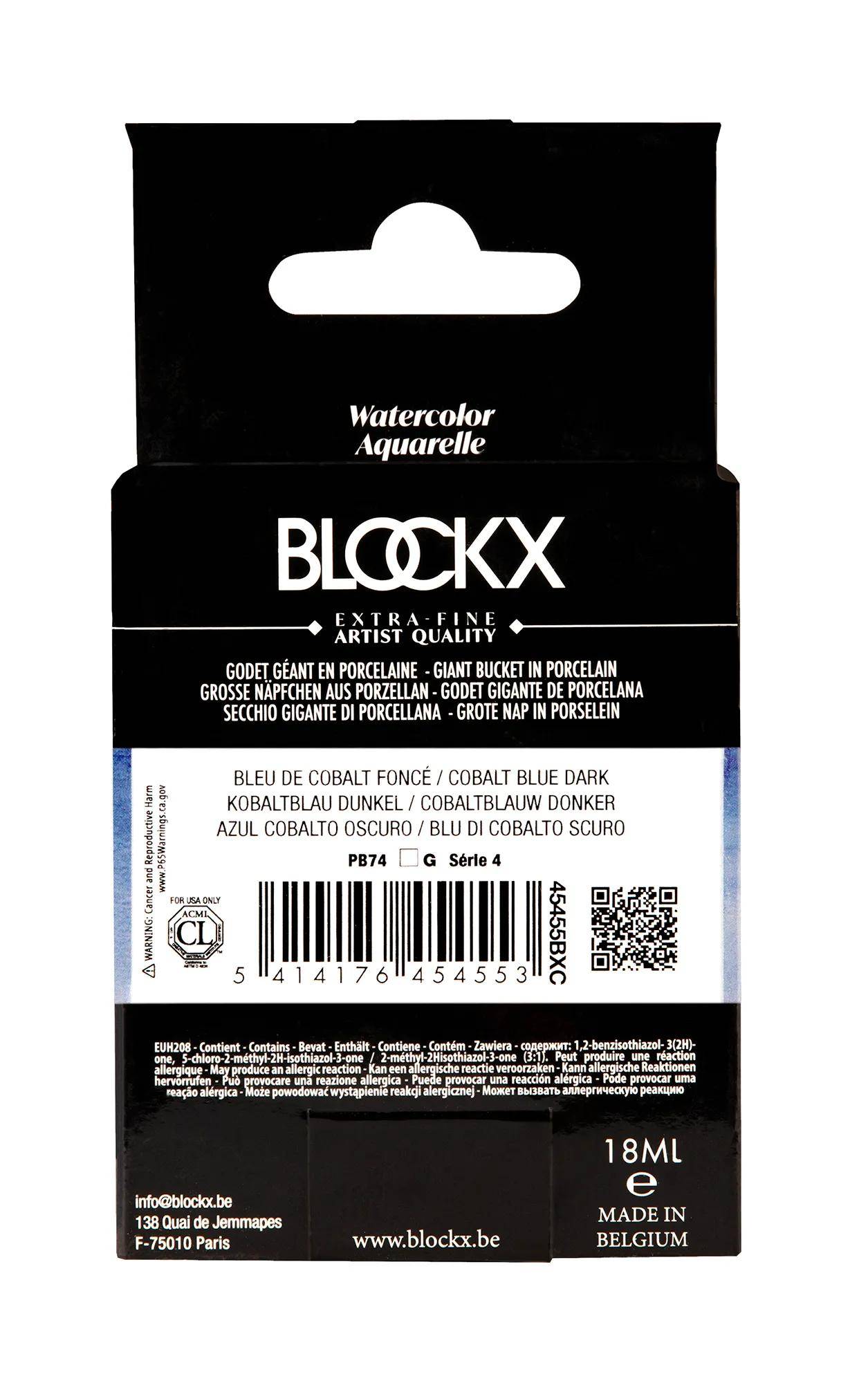 Blockx Aquarellfarbe, Kobaltblau - Großer Napf 18ml - Dunkelkobaltblau 45455BXC
