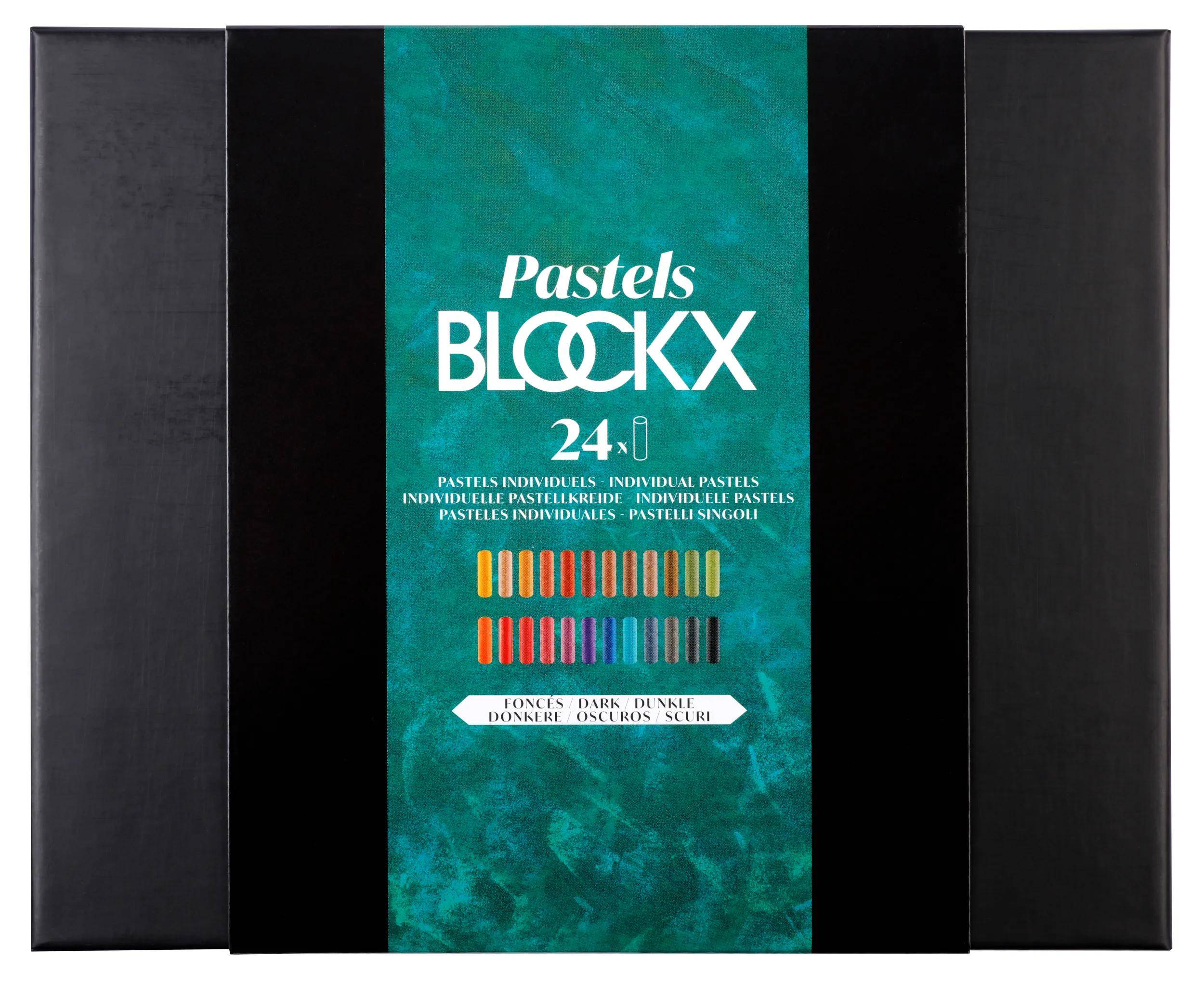 Blockx Box mit 24 Pastellkreiden, 17x21,5cm, dunkle Farben 12924DBXC