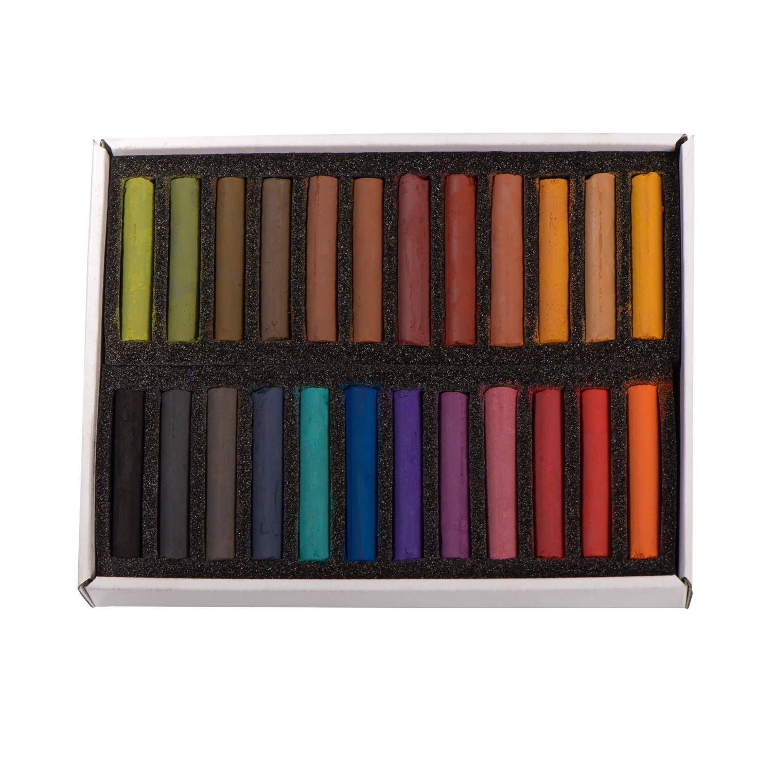 Blockx Box mit 24 Pastellkreiden, 17x21,5cm, dunkle Farben 12924DBXC