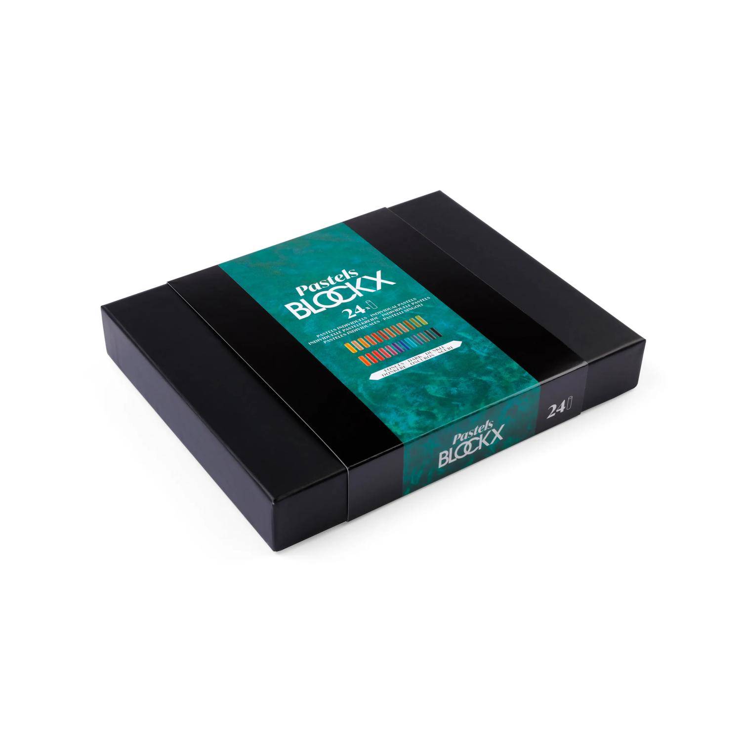 Blockx Box mit 24 Pastellkreiden, 17x21,5cm, dunkle Farben 12924DBXC