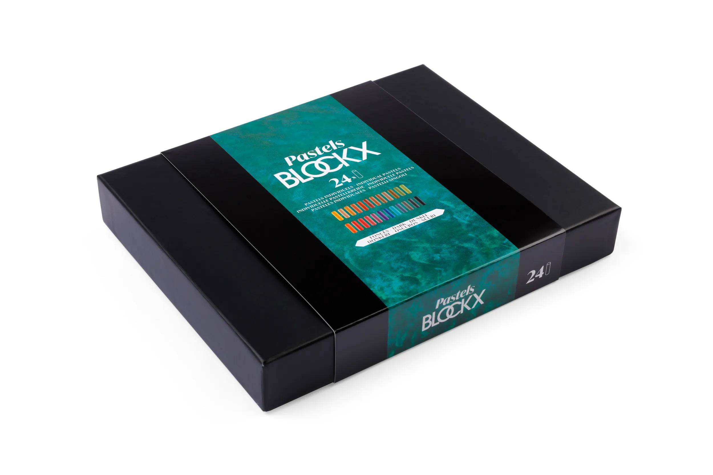 Blockx Box mit 24 Pastellkreiden, 17x21,5cm, dunkle Farben 12924DBXC