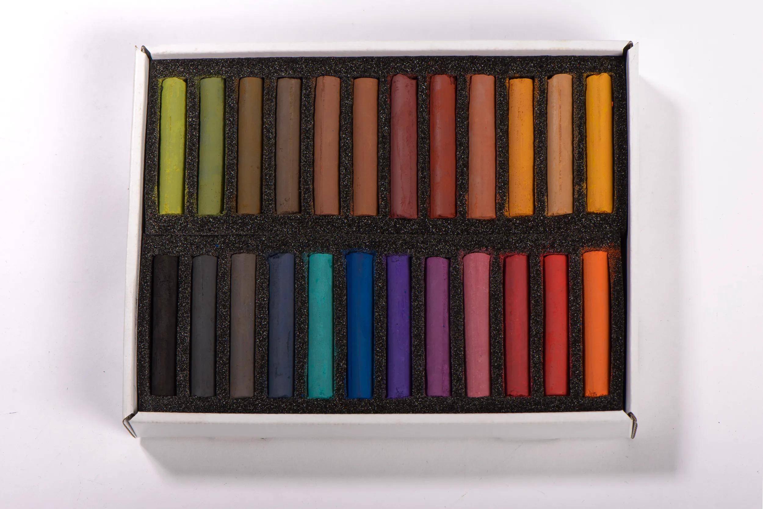 Blockx Box mit 24 Pastellkreiden, 17x21,5cm, dunkle Farben 12924DBXC