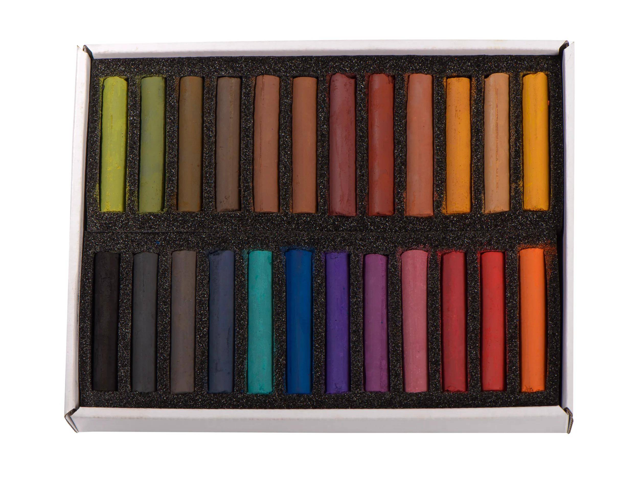 Blockx Box mit 24 Pastellkreiden, 17x21,5cm, dunkle Farben 12924DBXC