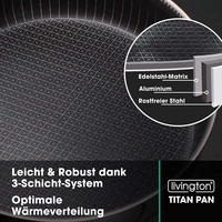LIVINGTON Titan Pan Pfannenset - 28cm hohe Pfanne mit Deckel + 20cm Bratpfanne - Schmorpfanne - edelstahl - spülmaschinengeignet - Anti-Haft LIVINGTON Titan Pan Pfannenset - 28cm hohe Pfanne mit Deckel + 20cm Bratpfanne - Schmorpfanne - edelstahl - spülmaschinengeignet - Anti-Haft