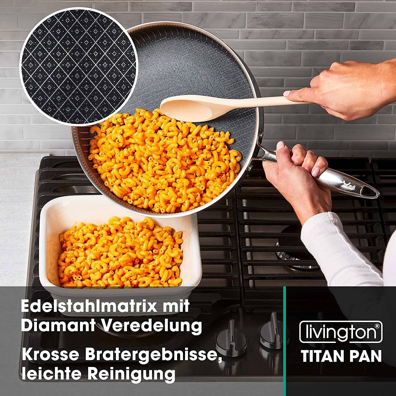 LIVINGTON Titan Pan Pfannenset - 28cm hohe Pfanne mit Deckel + 20cm Bratpfanne - Schmorpfanne - edelstahl - spülmaschinengeignet - Anti-Haft