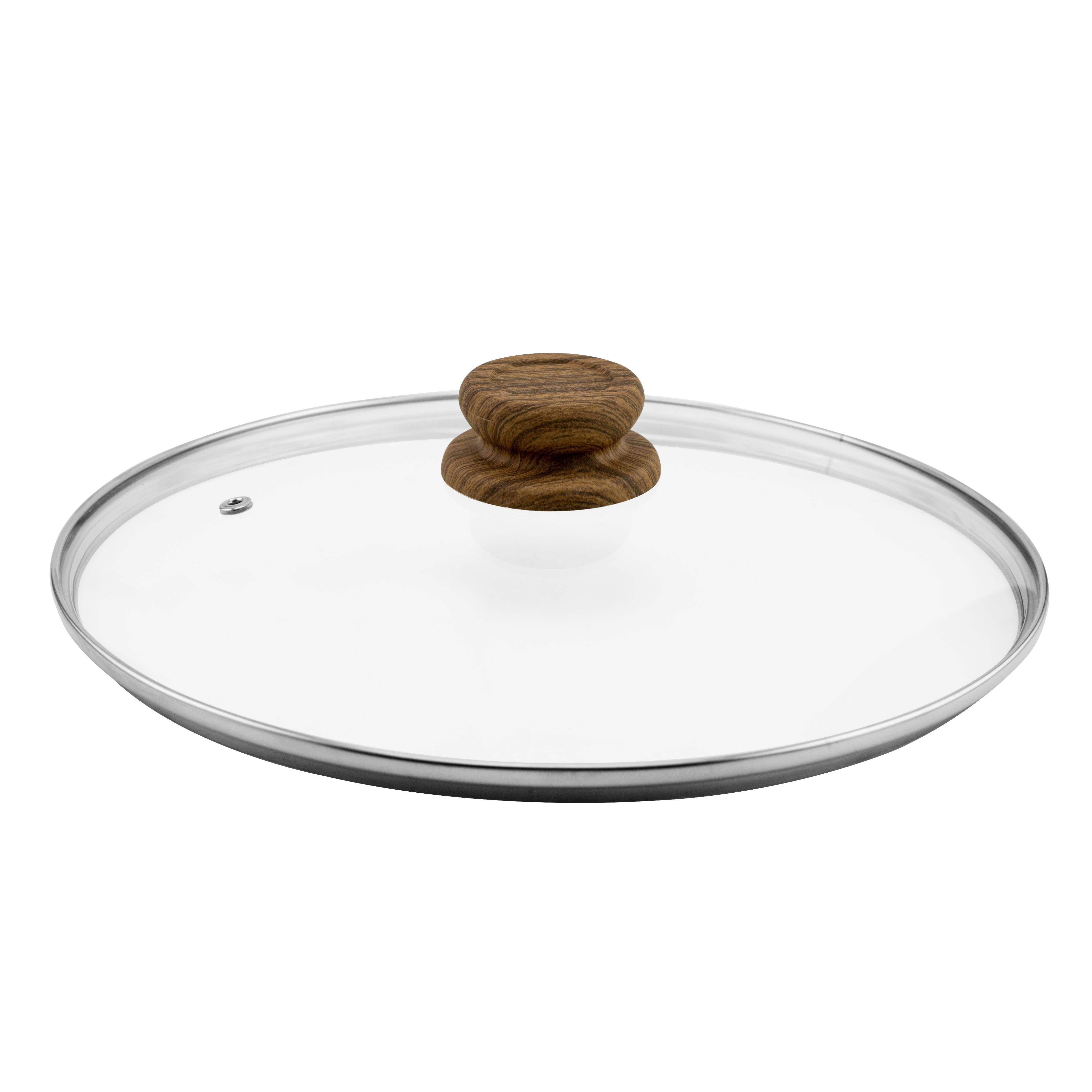LIVINGTON Copper & Stone Pan Glasdeckel - Das Original aus dem TV - 28cm - für gleichmäßige Hitzeverteilung - Spülmaschinengeeignet