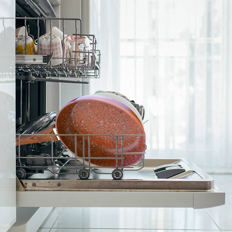 LIVINGTON Copper & Stone Pan Glasdeckel - Das Original aus dem TV - 28cm - für gleichmäßige Hitzeverteilung - Spülmaschinengeeignet