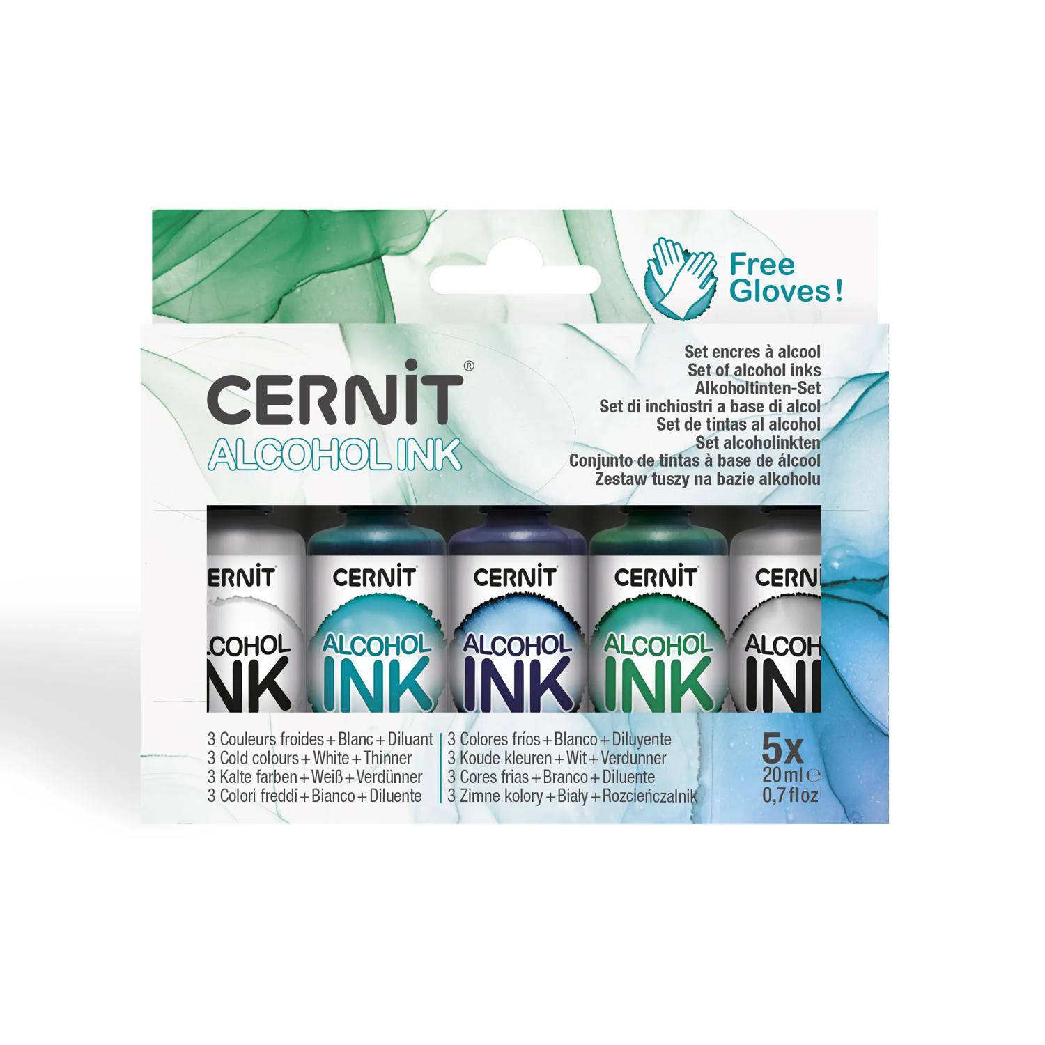 Cernit Set Alkoholtinten, kalte Farben, 13x3x11 cm - Sortierung CEASS008C