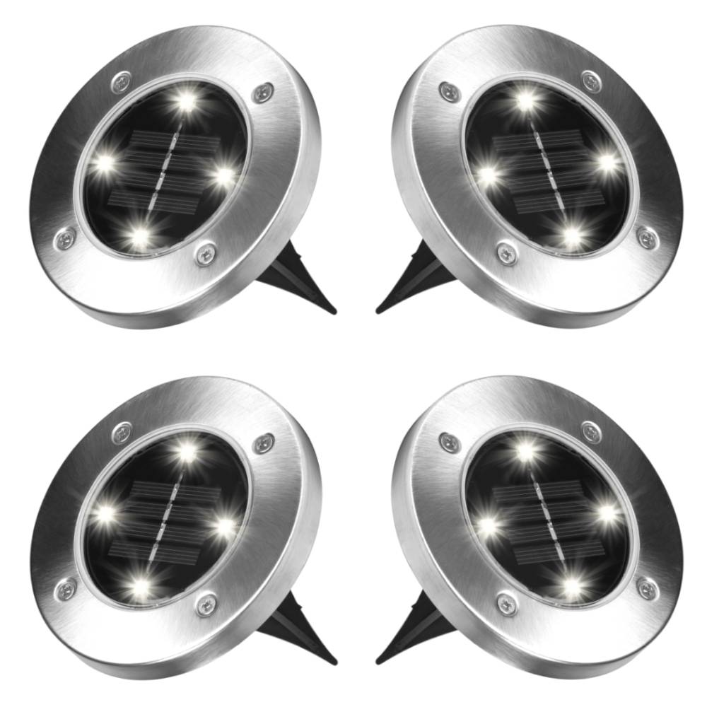 Disk Lights – 4 Stück LED Solarbodenleuchten außen – Gartenleuchte – wasserdichte Solarleuchte Outdoor – warmes Weiß - Gartenbeleuchtung