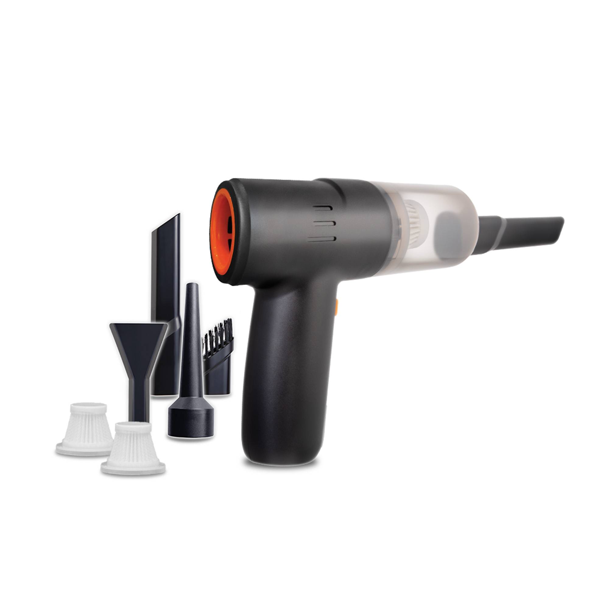 Livington PocketVac - Akku Handstaubsauger mit Gebläse - kabelloser Mini Staubsauger für Auto, Büro & Zuhause - Auto Staubsauger mit Aufsätzen, Fi