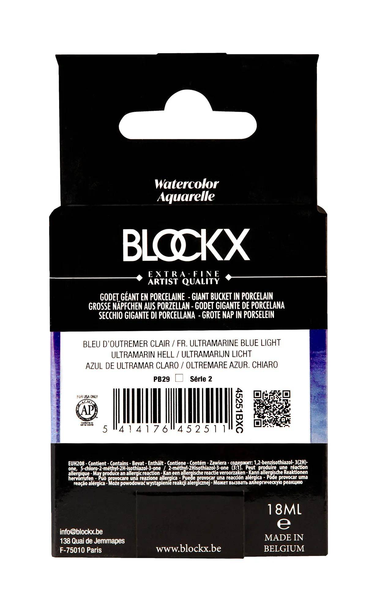 Blockx Aquarellfarbe, Großer Napf 18ml Ultramarinblau hell 45251BXC