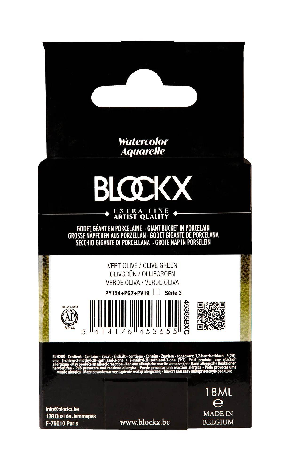 Blockx Aquarellfarbe, Olivengrün - Großer Napf 18ml - Olivgrün 45365BXC