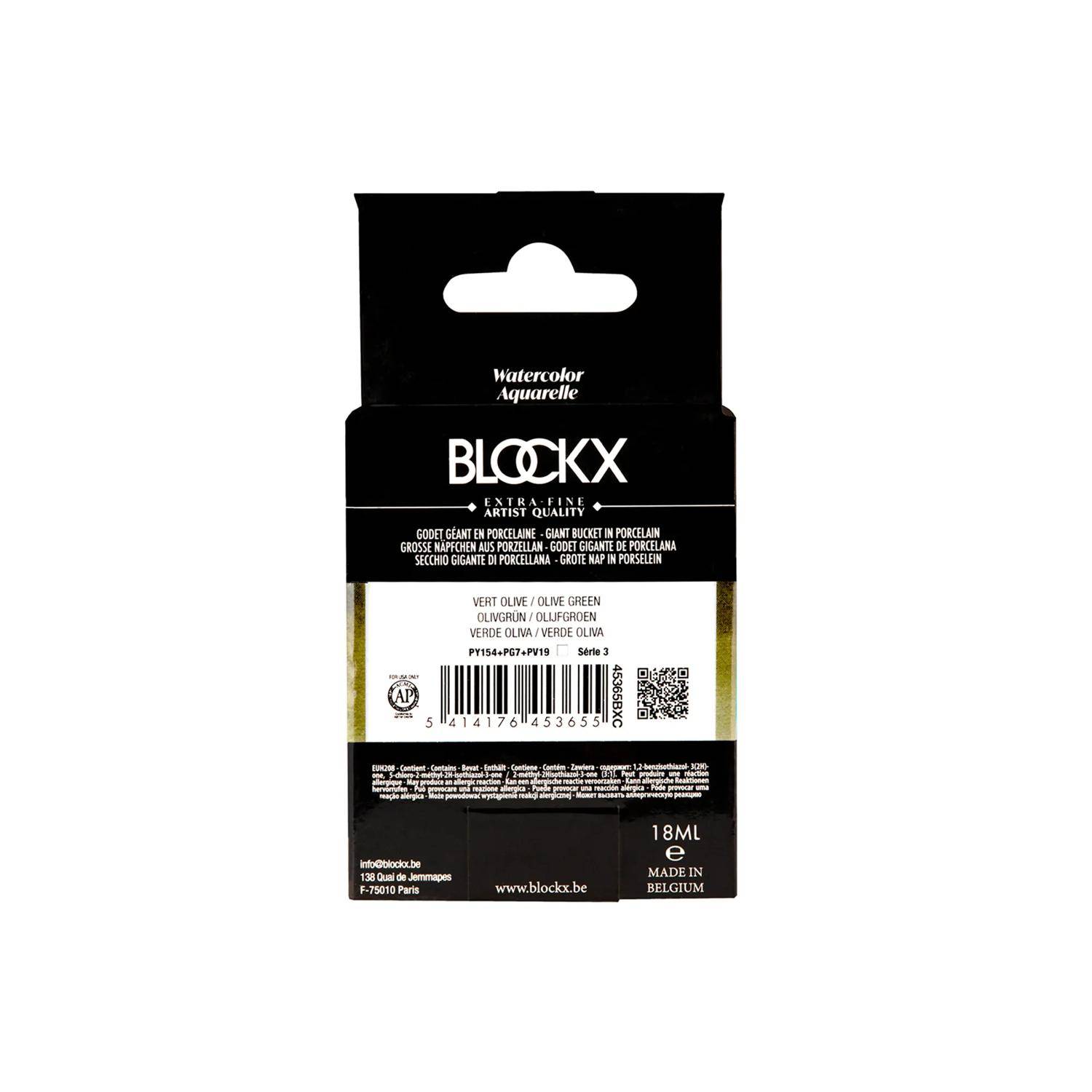 Blockx Aquarellfarbe, Olivengrün - Großer Napf 18ml - Olivgrün 45365BXC