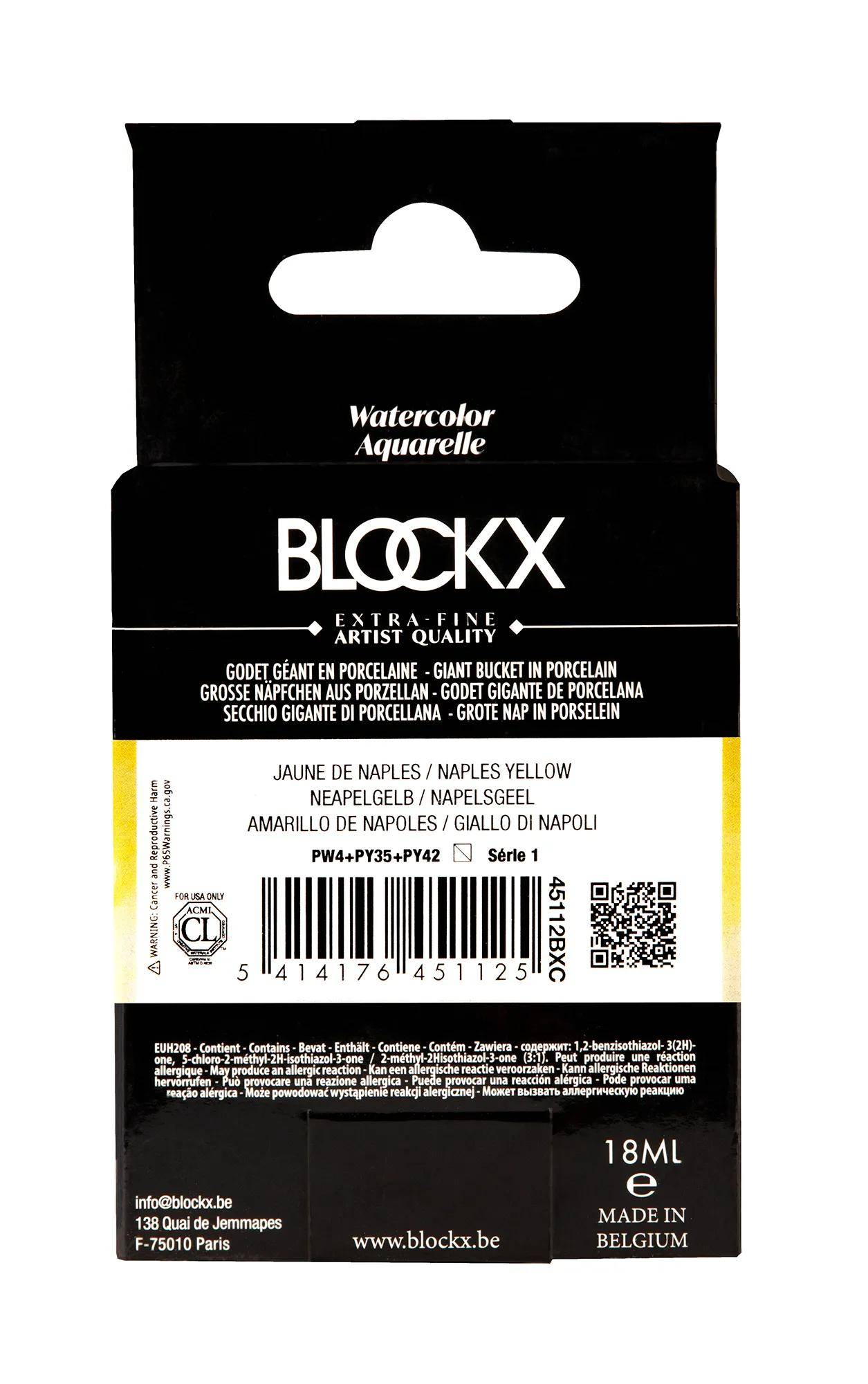 Blockx Aquarellfarbe, Neapelgelb - Großer Napf 18ml - Neapelgelb 45112BXC