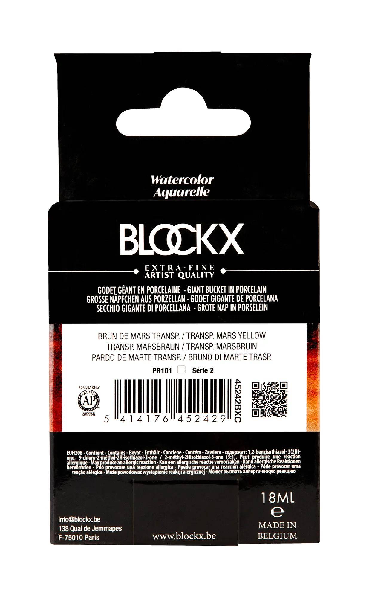 Blockx Aquarellfarbe, Großer Napf 18ml Marsbraun transparent 45242BXC