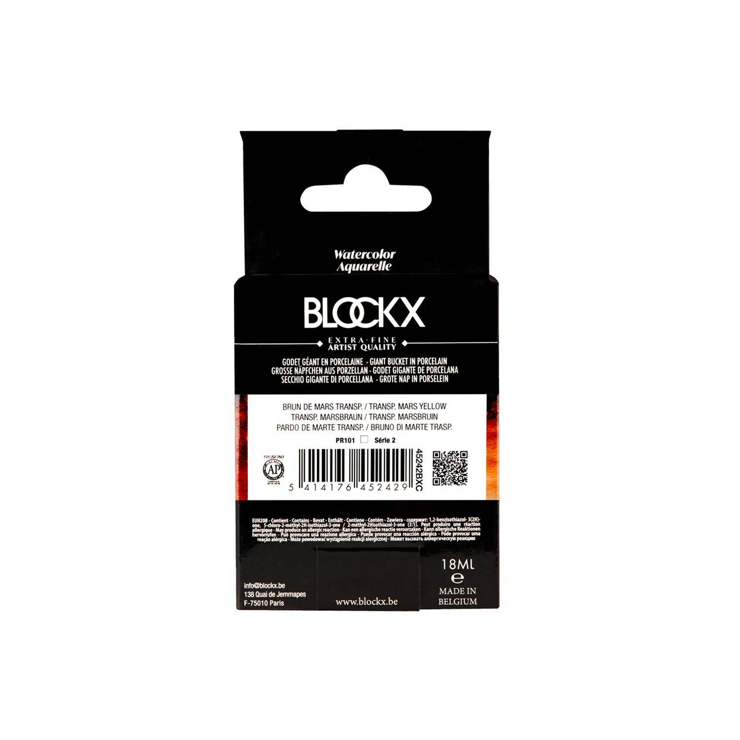 Blockx Aquarellfarbe, Großer Napf 18ml Marsbraun transparent 45242BXC