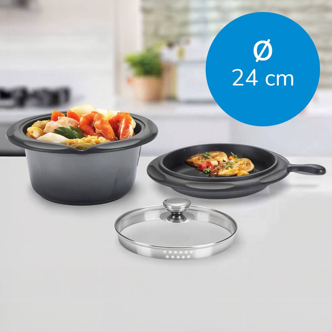 Livington WonderPot 4-in-1 Multifunktionstopf – 24 cm – Bratpfanne, Schmortopf, Kochtopf & Wärmesystem in Einem