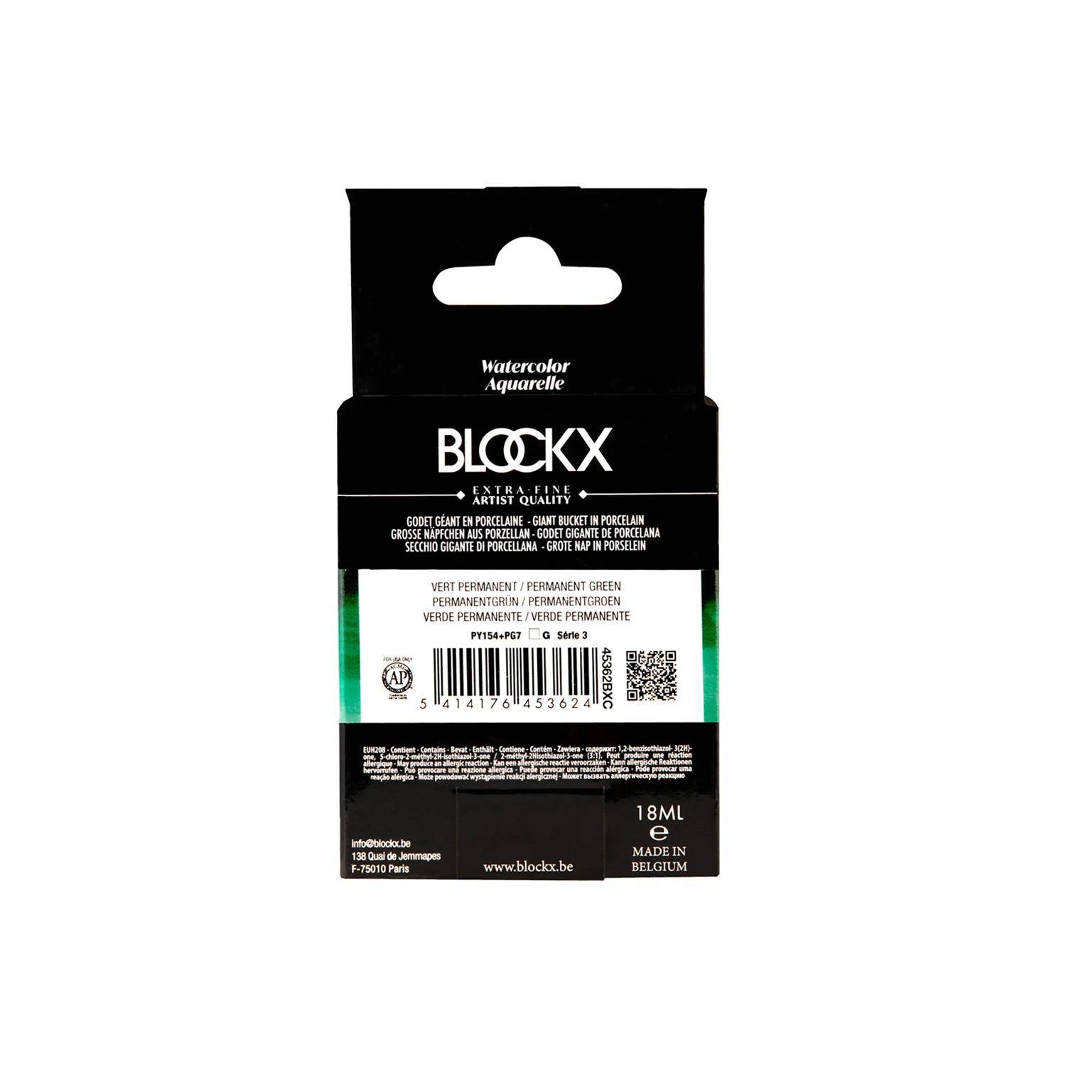Blockx Aquarellfarbe, Permanentgrün - Großer Napf 18ml - Permanentgrün 45362BXC