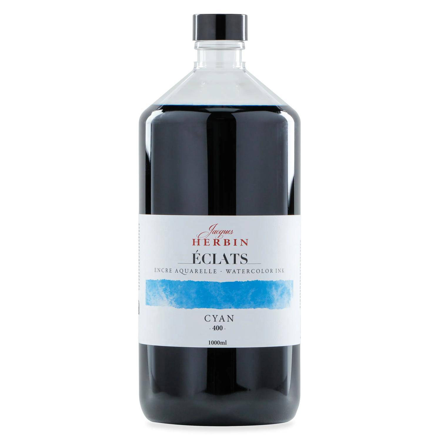 Jacques Herbin Aquarelltine Éclats, Flasche 1000ml - Cyanblau 19400T