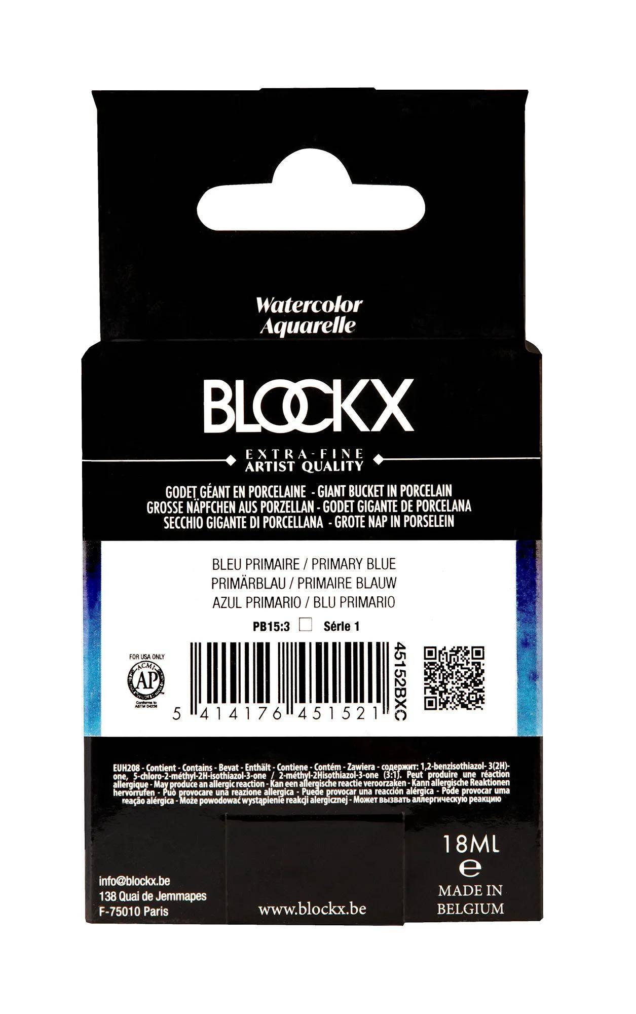 Blockx Aquarellfarbe, Primärblau - Großer Napf 18ml - Primärblau 45152BXC