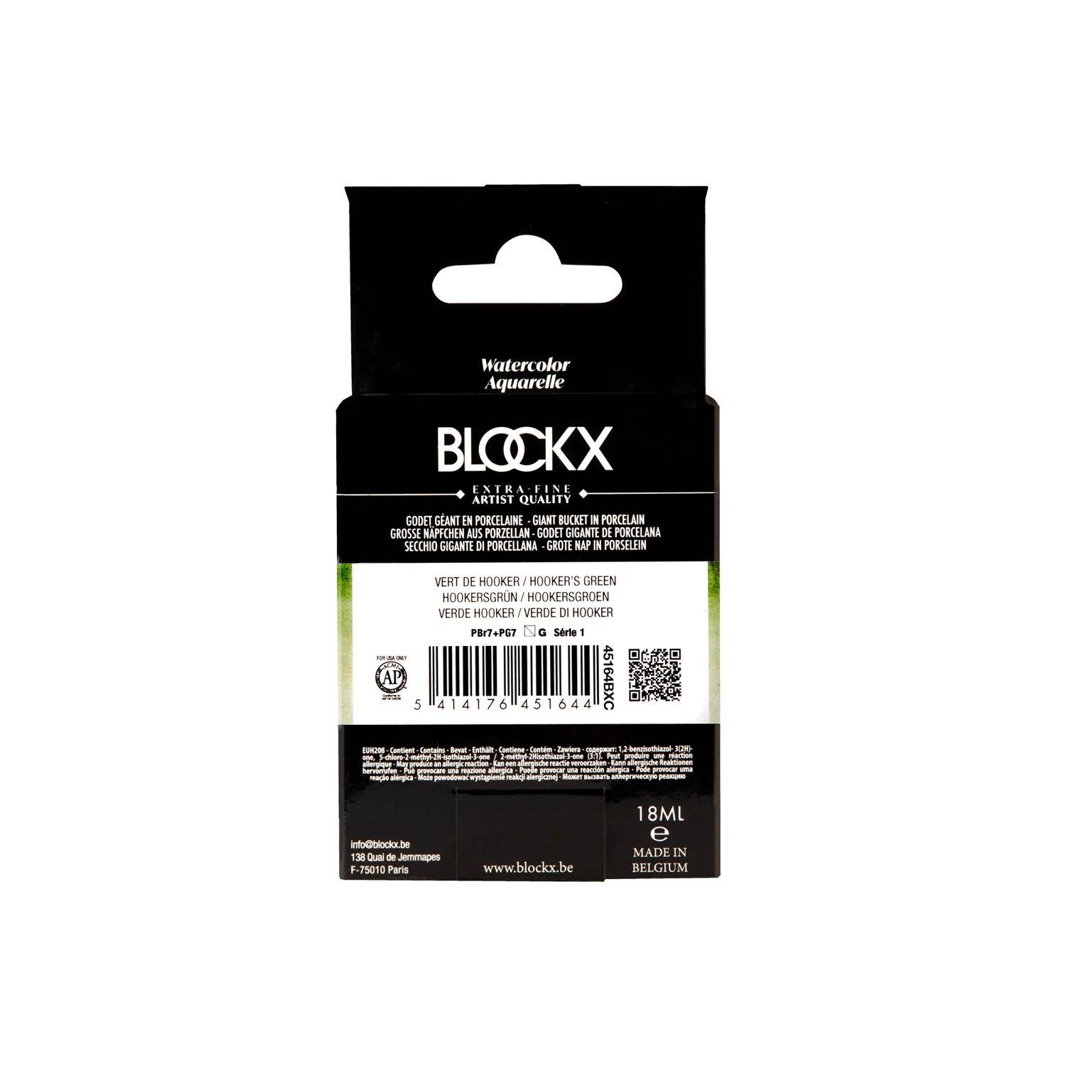 Blockx Aquarellfarbe, Hookersgrün - Großer Napf 18ml - Hookergrün 45164BXC