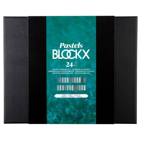 Blockx Box mit 24 Pastellkreiden, 17x21,5cm, Grautöne 12924GBXC