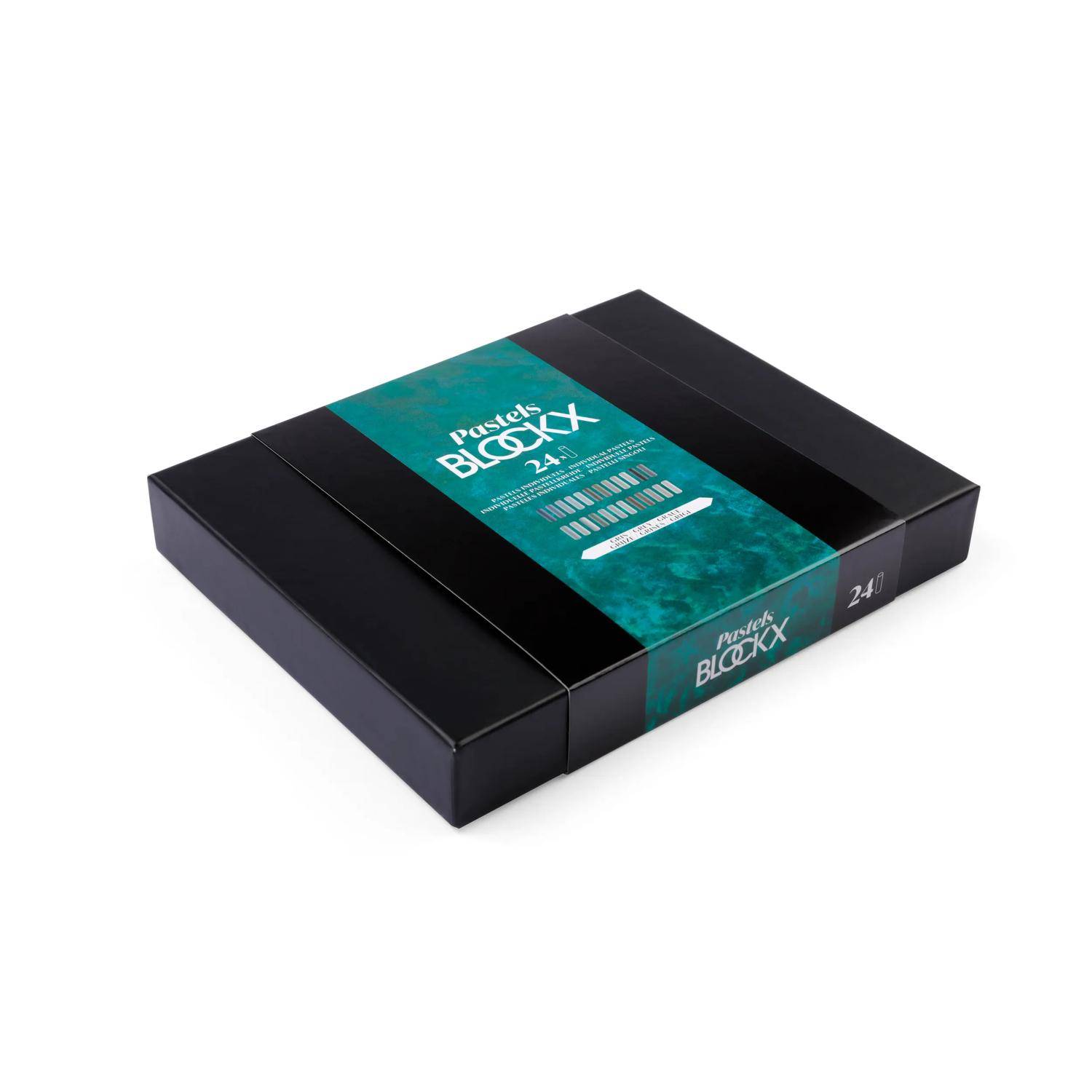 Blockx Box mit 24 Pastellkreiden, 17x21,5cm, Grautöne 12924GBXC