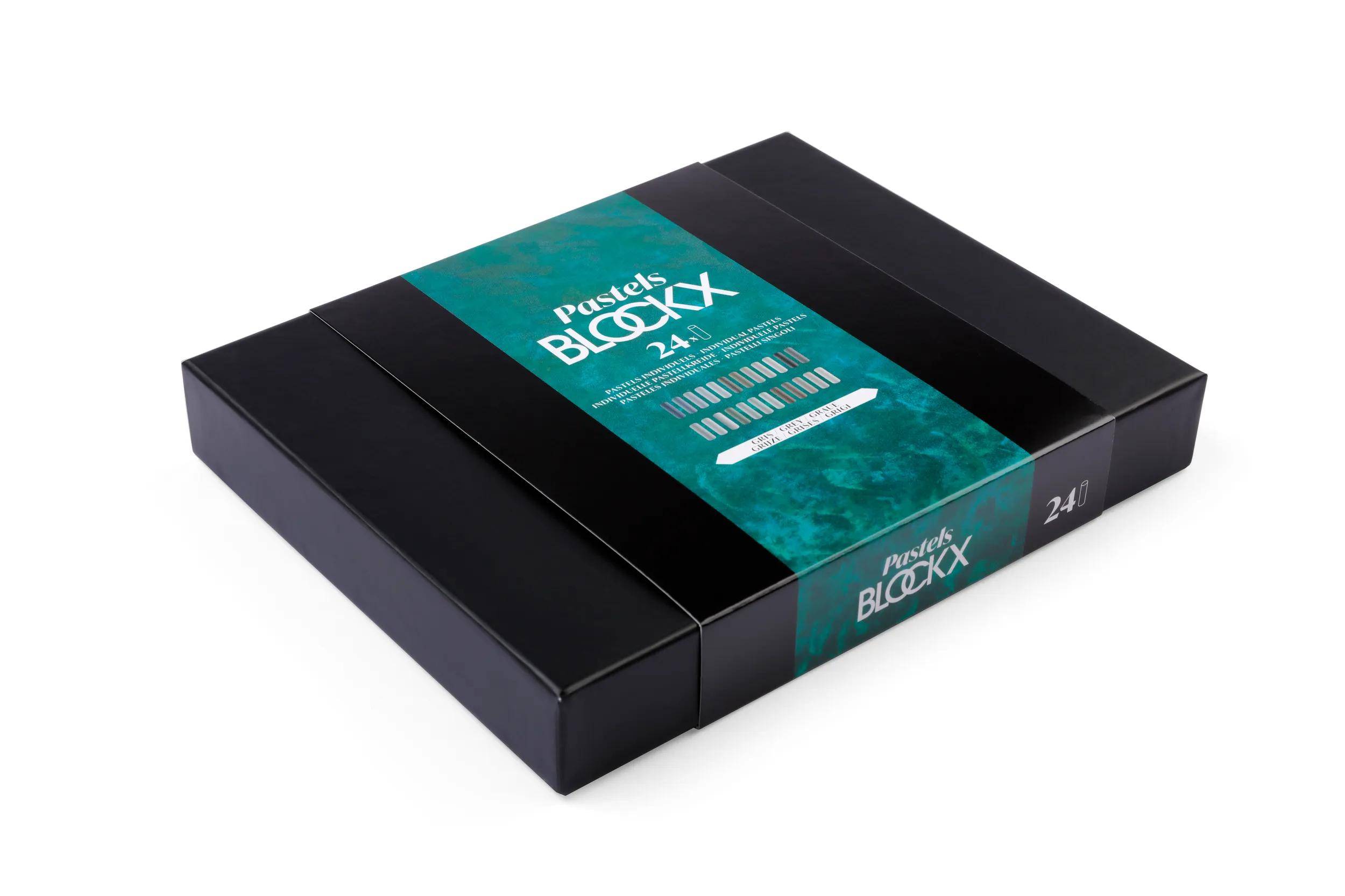 Blockx Box mit 24 Pastellkreiden, 17x21,5cm, Grautöne 12924GBXC