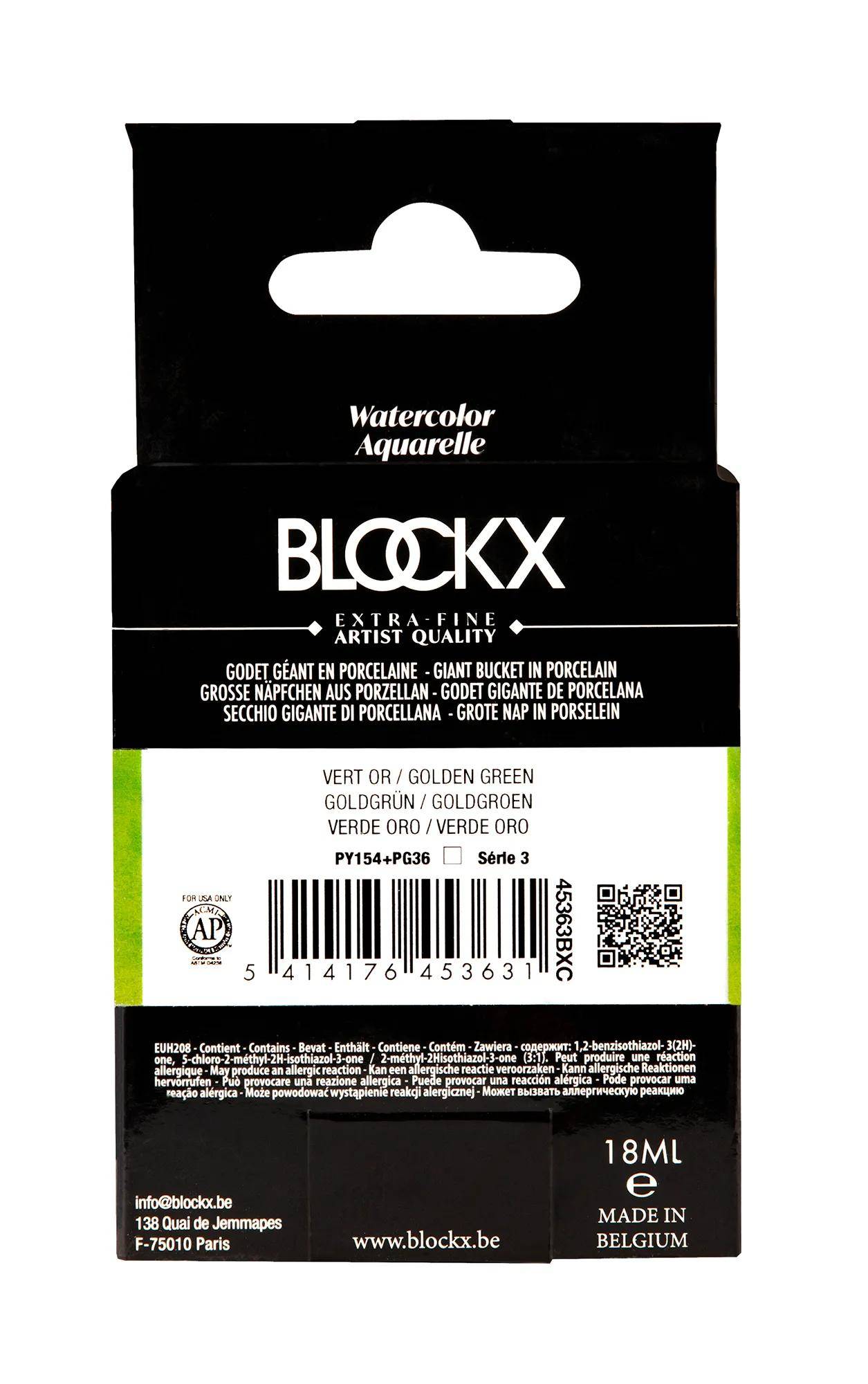Blockx Aquarellfarbe, Goldgrün - Großer Napf 18ml - Grüngold 45363BXC