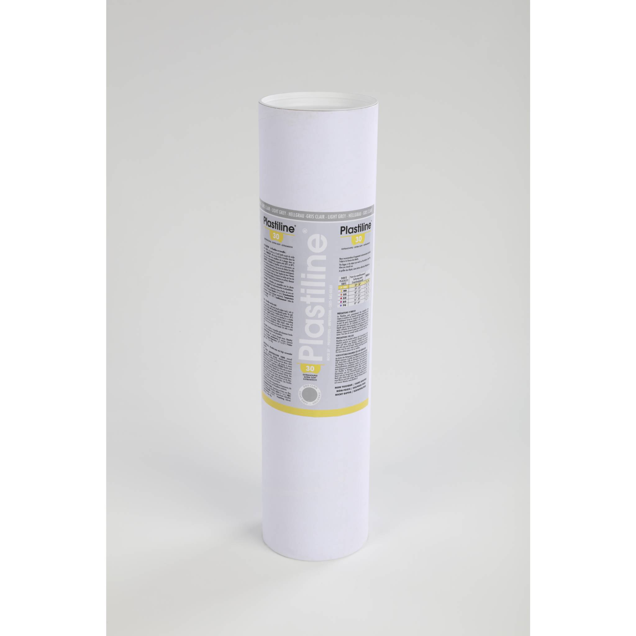 Plastiline 1kg Modelliermasse Härtegrad 30 (extraweich) - Hellgrau 5630T