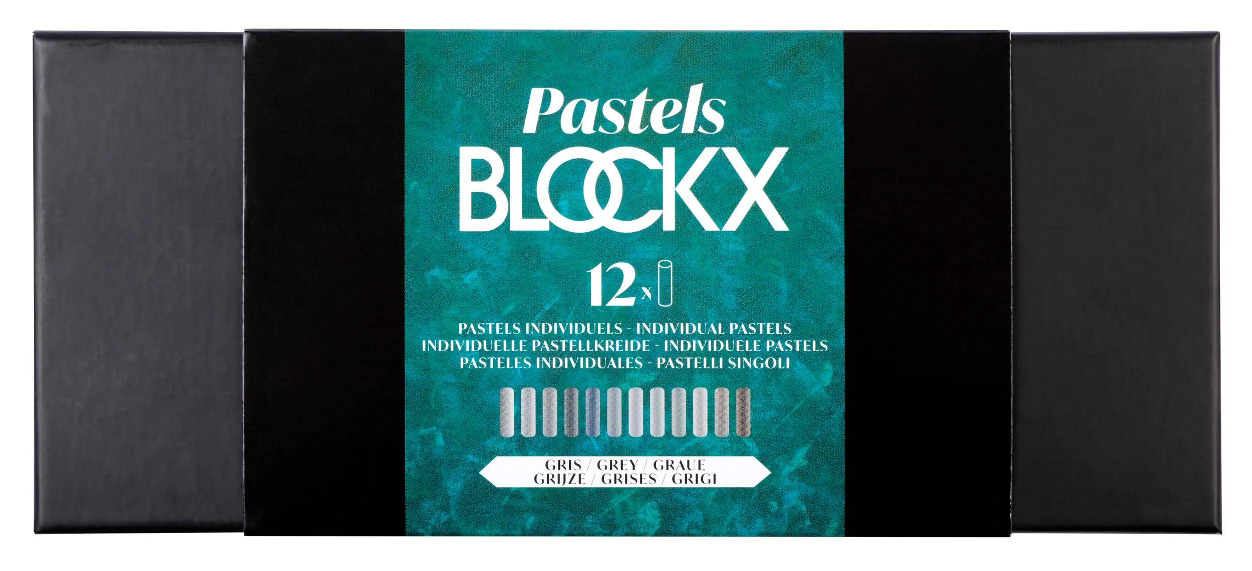 Blockx Box mit 12 Pastellkreiden, 12x9 cm, Grautöne 12912GBXC