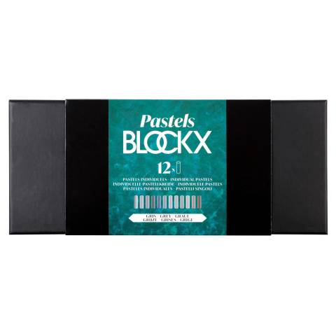 Blockx Box mit 12 Pastellkreiden, 12x9 cm, Grautöne 12912GBXC