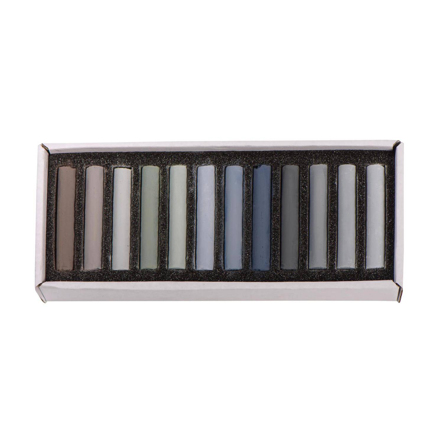 Blockx Box mit 12 Pastellkreiden, 12x9 cm, Grautöne 12912GBXC